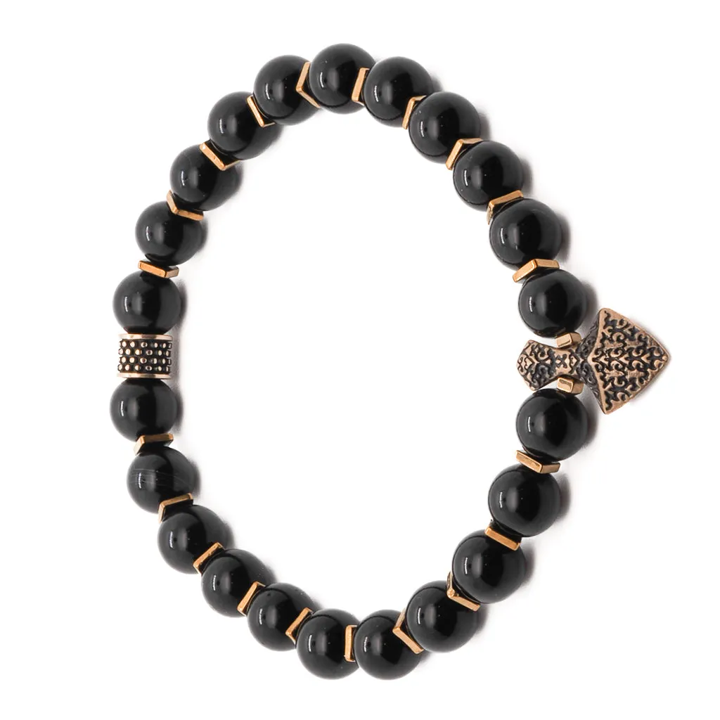 Arrow Black Onyx Stone Men's Beaded Bracelet