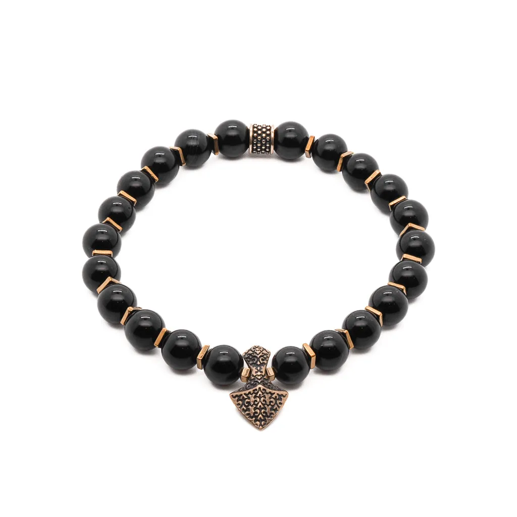 Arrow Black Onyx Stone Men's Beaded Bracelet