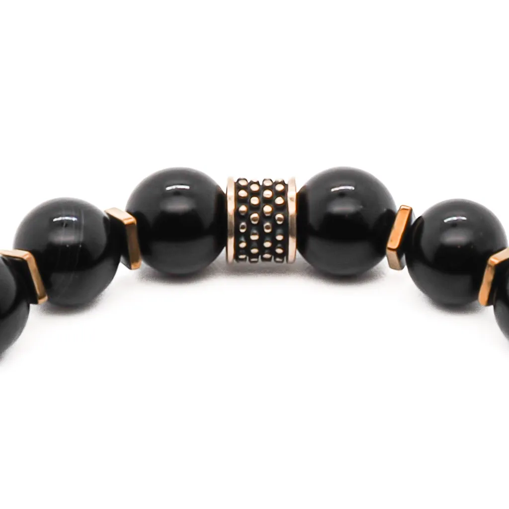 Arrow Black Onyx Stone Men's Beaded Bracelet