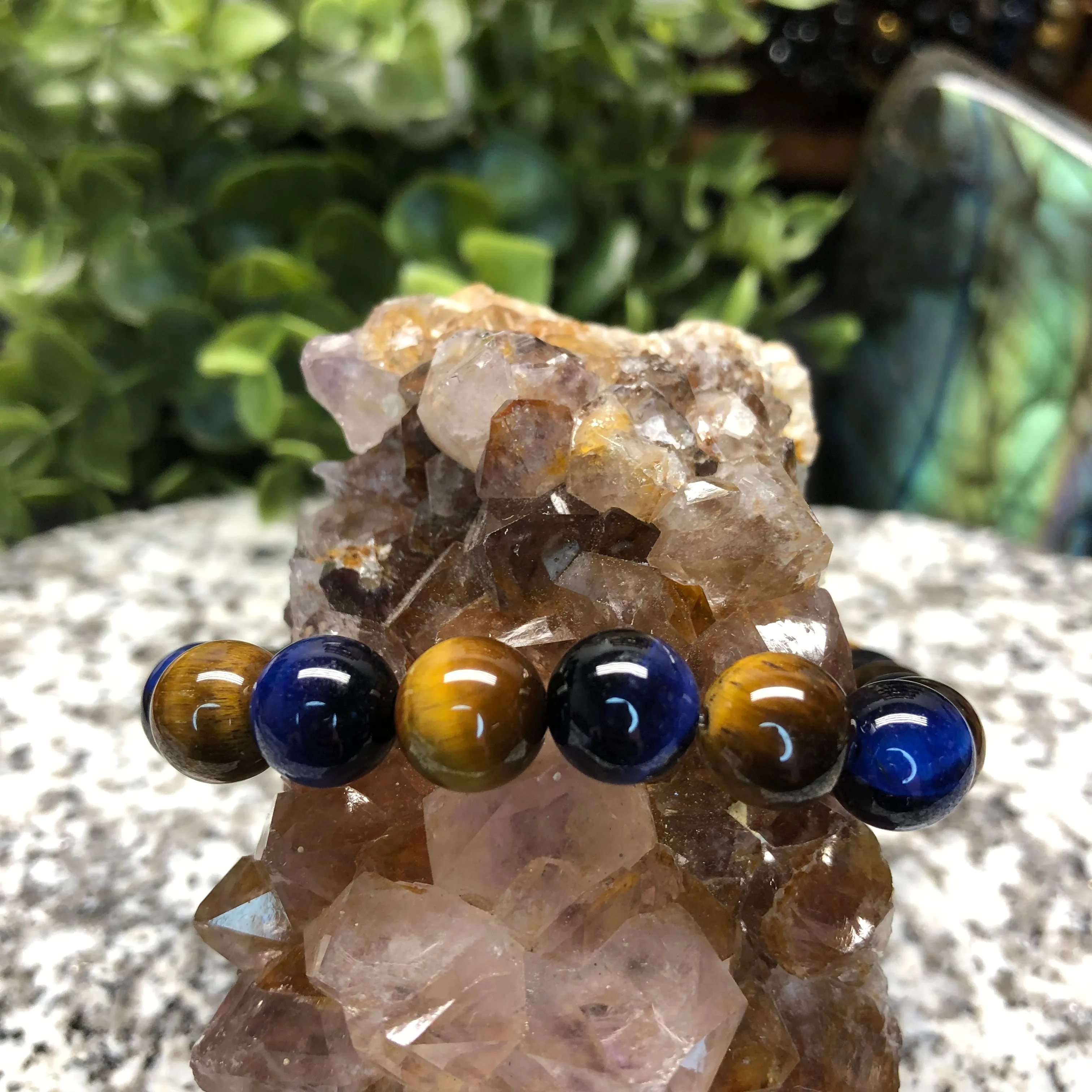 Blue and Brown Tiger's Eye Bracelet- Blue Tiger
