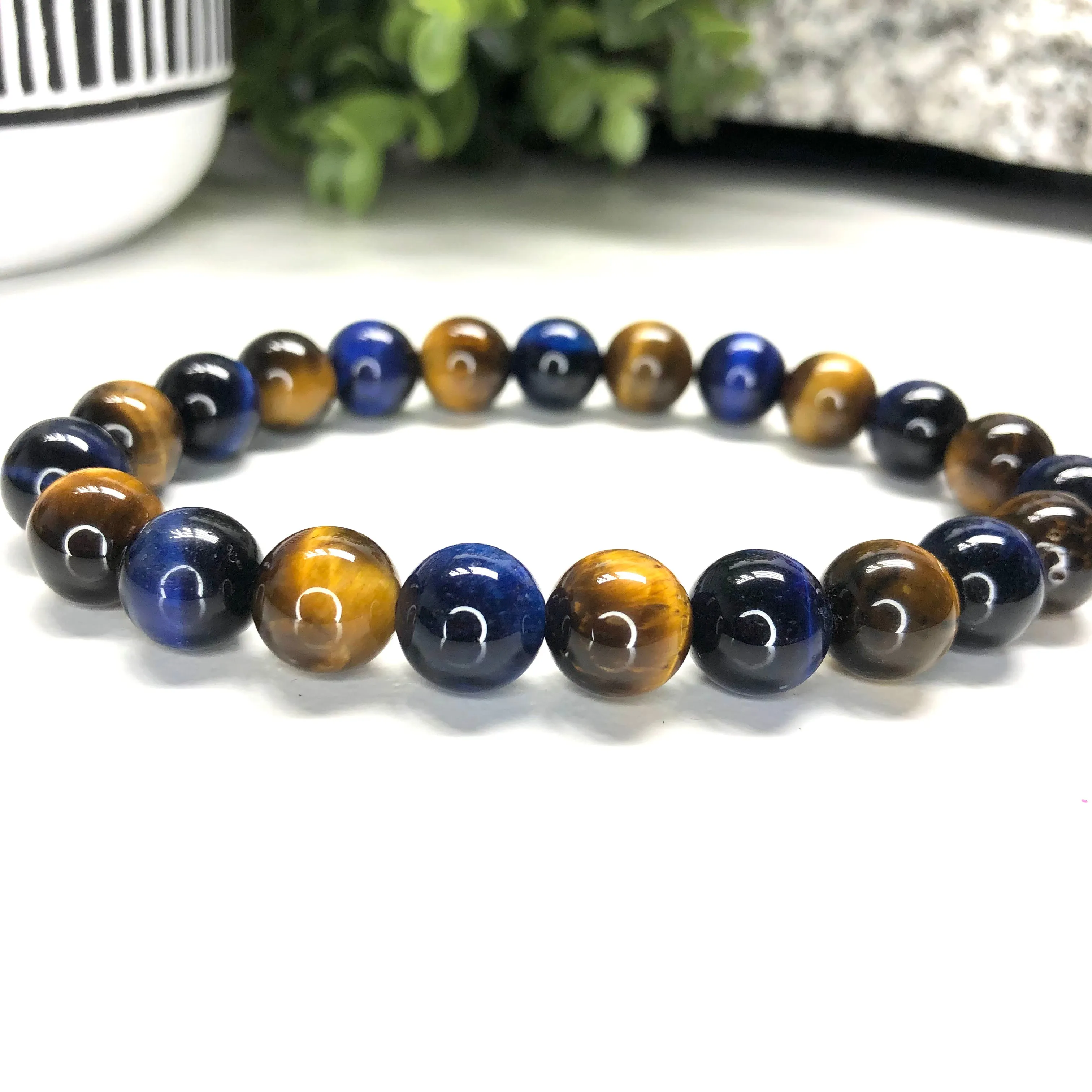 Blue and Brown Tiger's Eye Bracelet- Blue Tiger