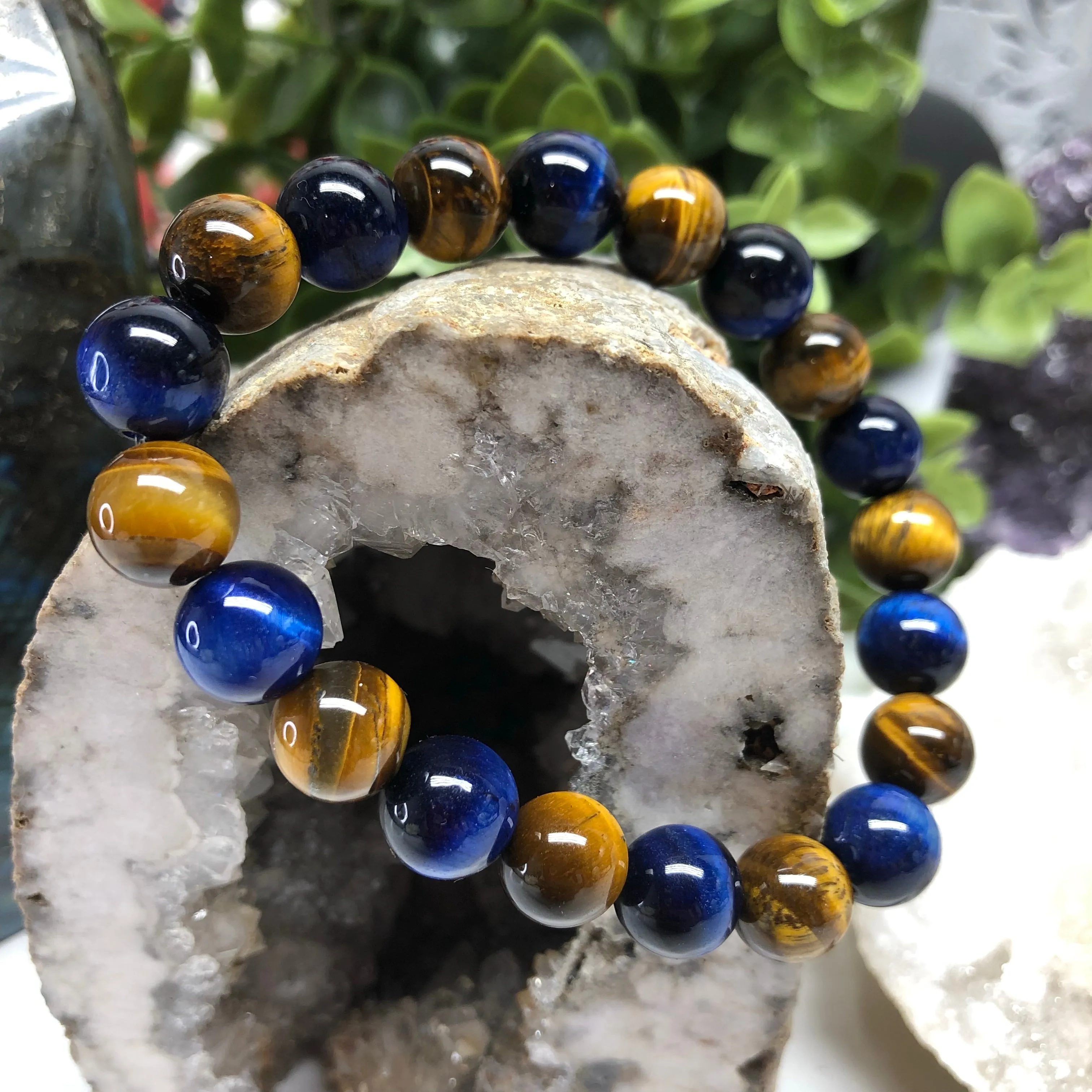 Blue and Brown Tiger's Eye Bracelet- Blue Tiger