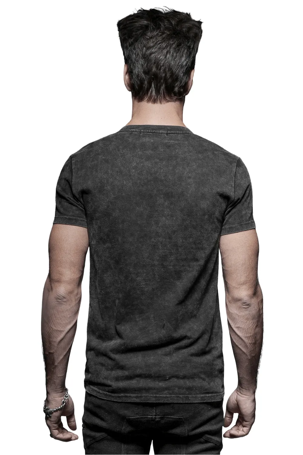 Edgy Punk Rock T-Shirt with Leather and Rope Details