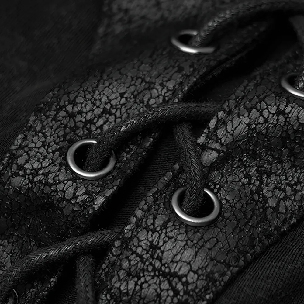 Edgy Punk Rock T-Shirt with Leather and Rope Details