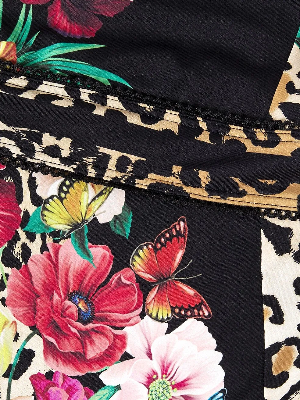 Johnny Was Sandra One Piece Swimsuit Floral Black Leopard Flowers Swimwear Small NEW