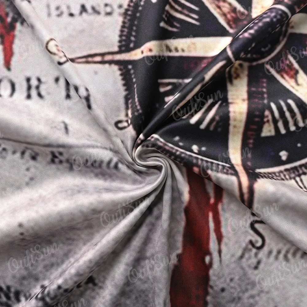Men's Loose Nautical Map Compass Print Tee