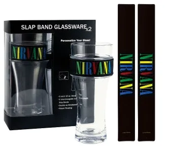Nirvana 2-Pack Slap Band Pint Size Glassware - Multi Color Logo (Black Band/Multi Color)