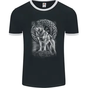 Nordic Wolf Viking Mens Ringer T-Shirt FotL