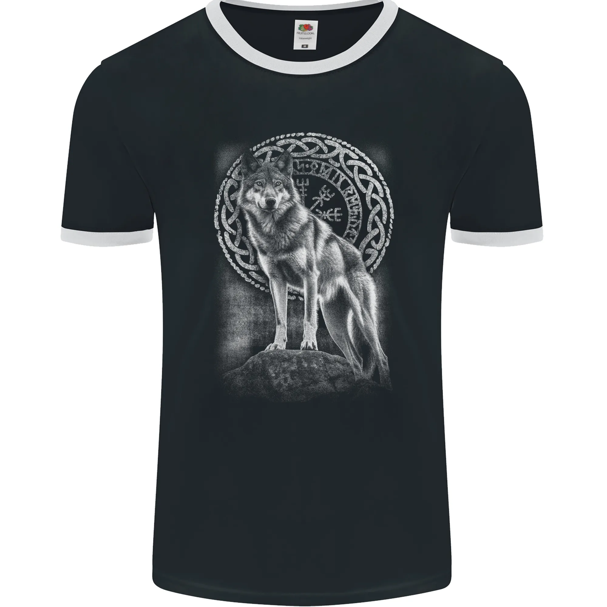 Nordic Wolf Viking Mens Ringer T-Shirt FotL