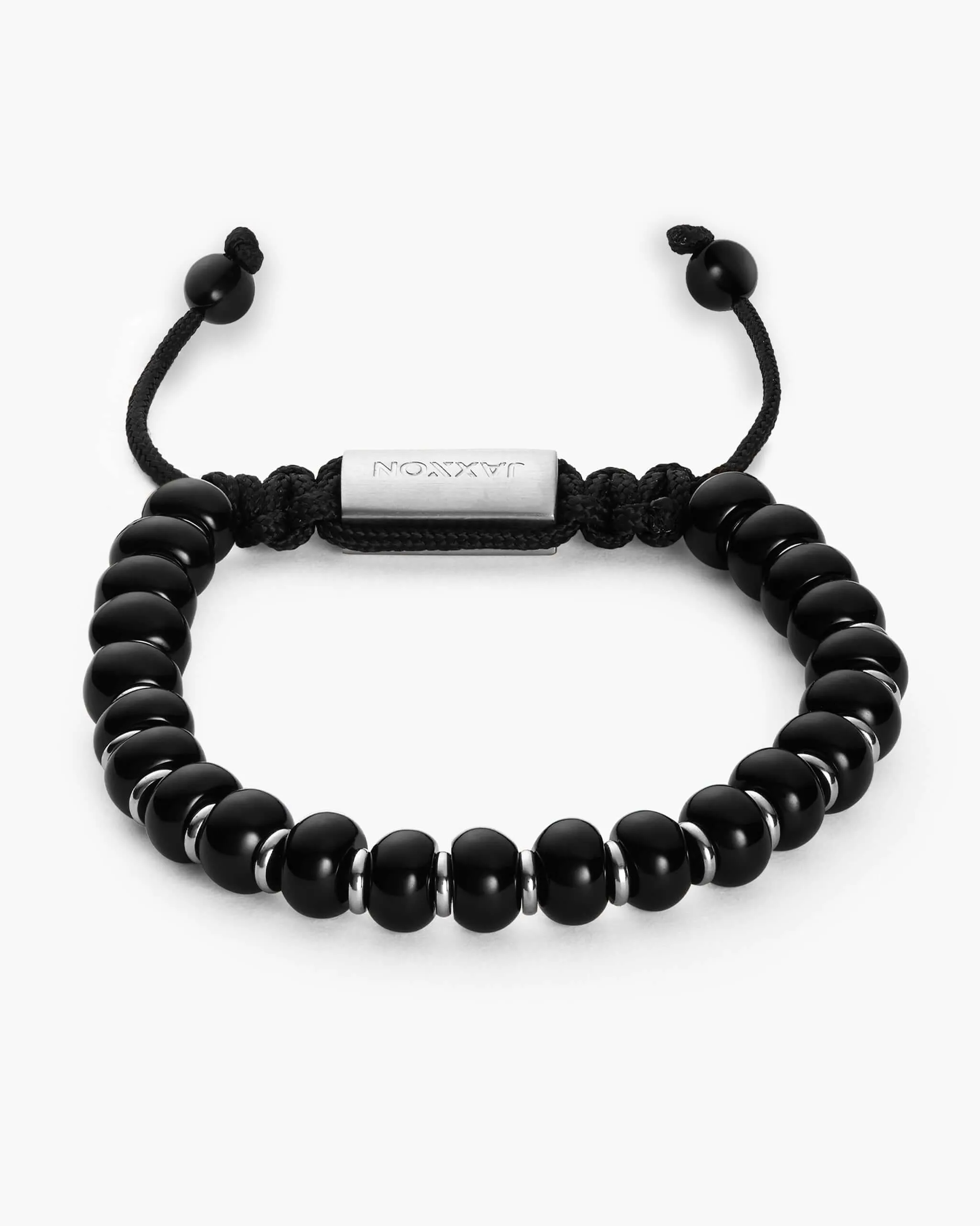Onyx Beaded Bracelet - Silver