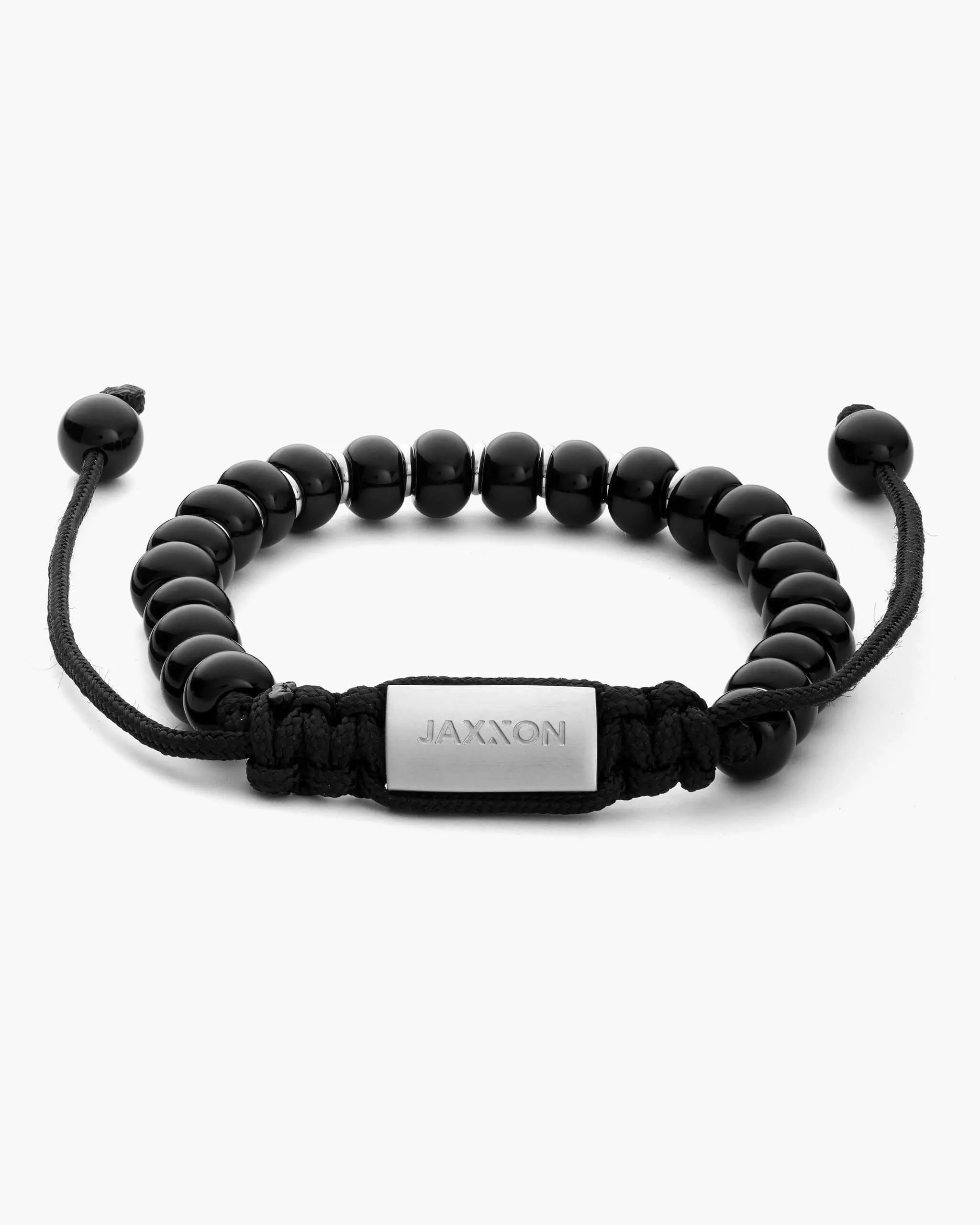 Onyx Beaded Bracelet - Silver