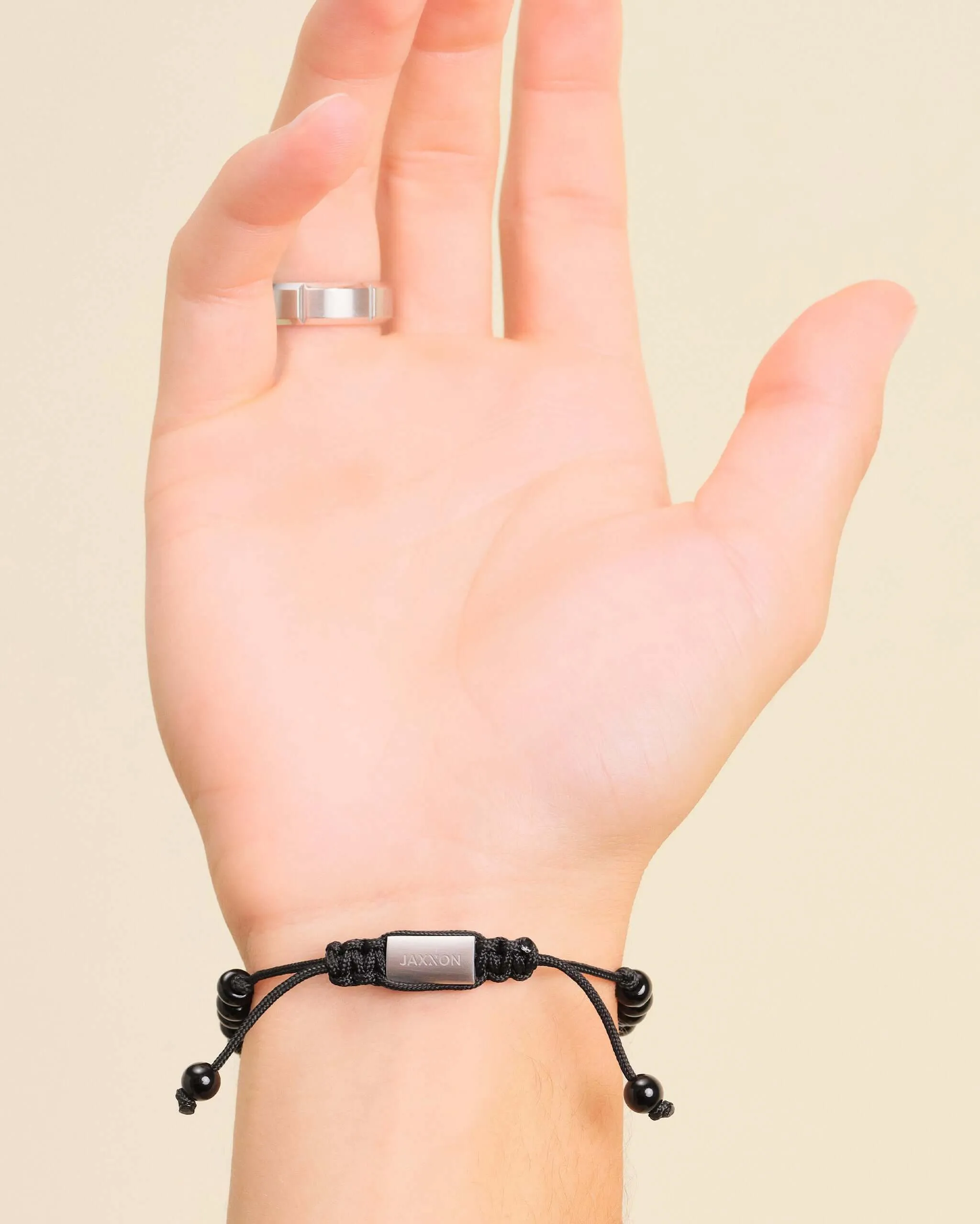 Onyx Beaded Bracelet - Silver