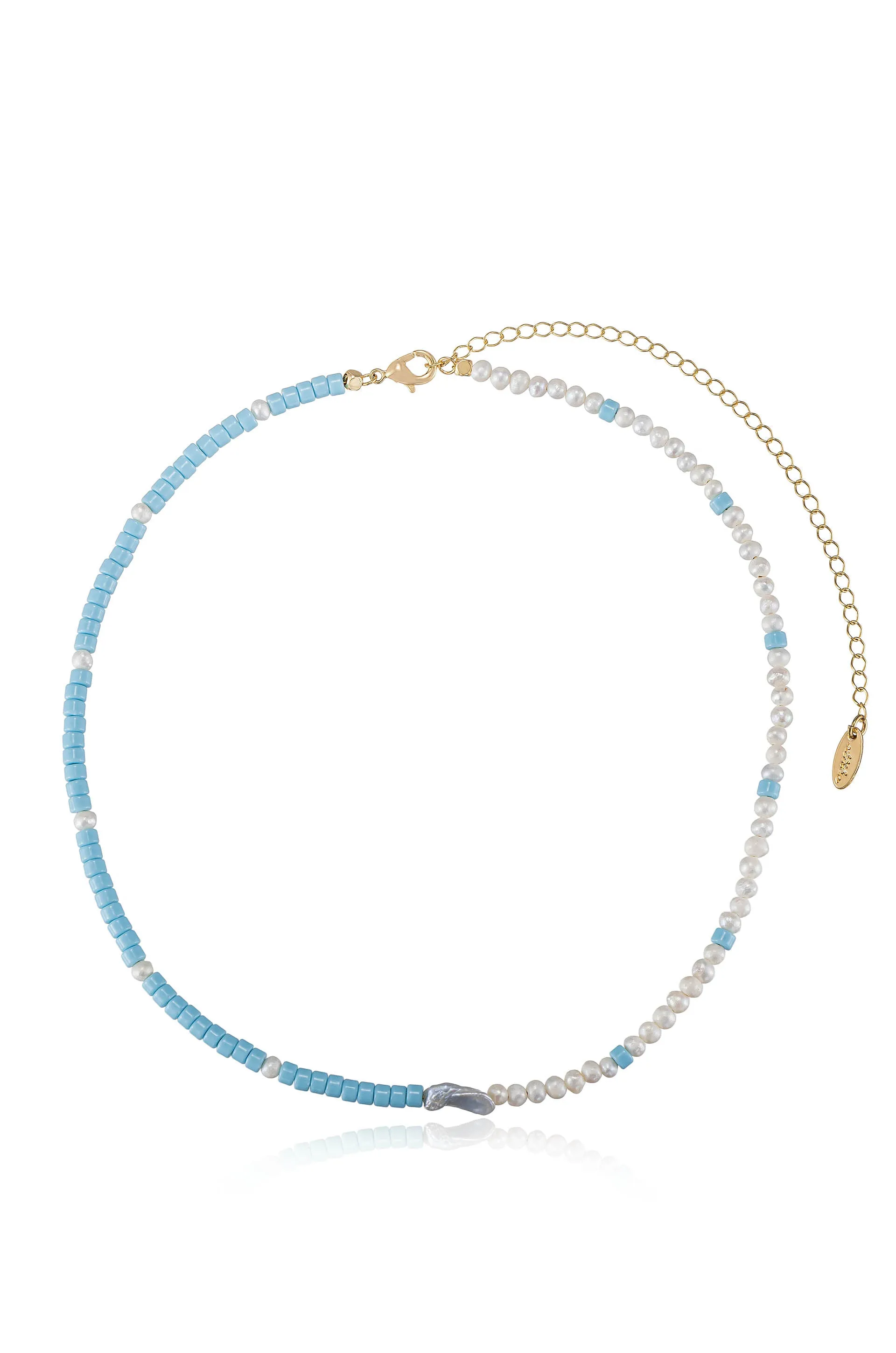Turquoise and Pearl Strand Necklace